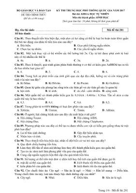 Đề thi THPT Quốc gia môn Sinh học năm 2017 - 