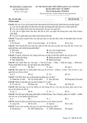 Đề thi THPT Quốc gia môn Sinh học năm 2017 - 
