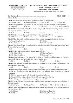 Đề thi THPT Quốc gia môn Sinh học năm 2017 - 