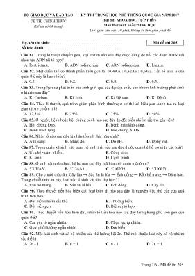 Đề thi THPT Quốc gia môn Sinh học năm 2017 - 