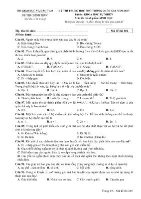 Đề thi THPT Quốc gia môn Sinh học năm 2017 - 