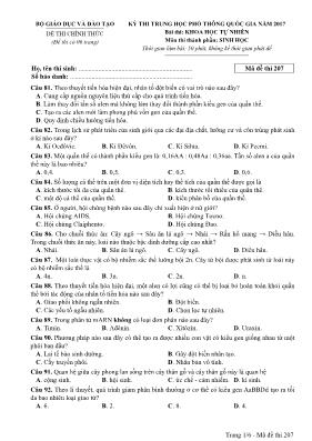 Đề thi THPT Quốc gia môn Sinh học năm 2017 - 