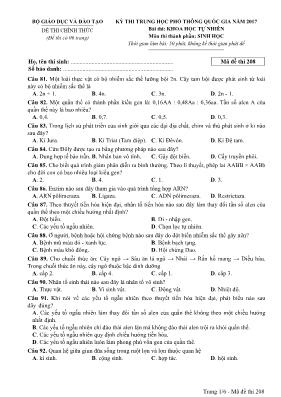 Đề thi THPT Quốc gia môn Sinh học năm 2017 - 