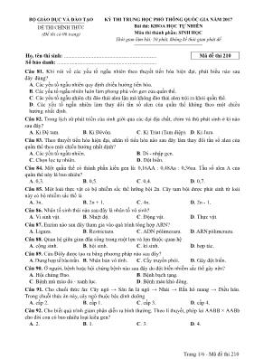 Đề thi THPT Quốc gia môn Sinh học năm 2017 - 