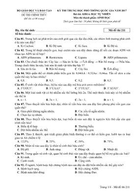Đề thi THPT Quốc gia môn Sinh học năm 2017 - 