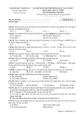 Đề thi THPT Quốc gia môn Sinh học năm 2017 - 