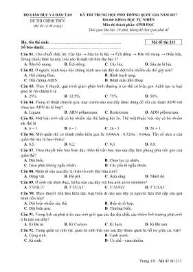 Đề thi THPT Quốc gia môn Sinh học năm 2017 - 