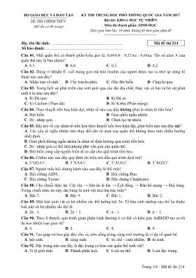 Đề thi THPT Quốc gia môn Sinh học năm 2017 - 