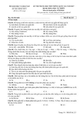 Đề thi THPT Quốc gia môn Sinh học năm 2017 - 