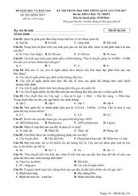 Đề thi THPT Quốc gia môn Sinh học năm 2017 - 
