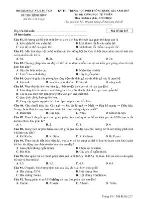 Đề thi THPT Quốc gia môn Sinh học năm 2017 - 