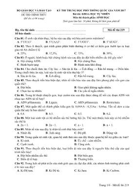 Đề thi THPT Quốc gia môn Sinh học năm 2017 - 