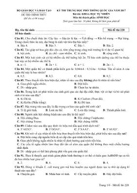 Đề thi THPT Quốc gia môn Sinh học năm 2017 - 