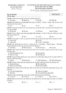 Đề thi THPT Quốc gia môn Sinh học năm 2017 - 