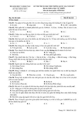 Đề thi THPT Quốc gia môn Sinh học năm 2017 - 