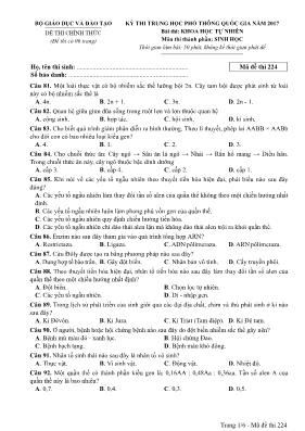 Đề thi THPT Quốc gia môn Sinh học năm 2017 - 
