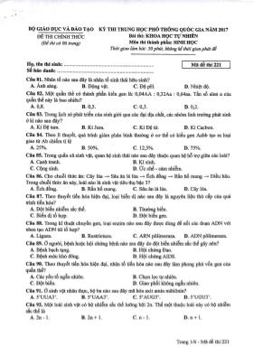 Đề thi THPT Quốc gia môn Sinh học năm 2017 - 