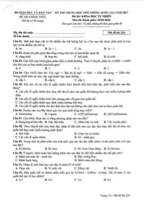 Đề thi THPT Quốc gia môn Sinh học năm 2017 - Mã đề 224