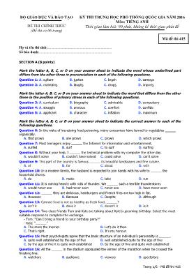 Đề thi THPT Quốc gia môn Tiếng Anh năm 2016 -