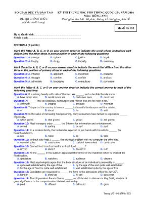 Đề thi THPT Quốc gia môn Tiếng Anh năm 2016 -