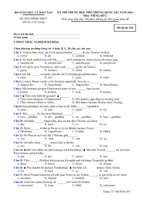 Đề thi THPT Quốc gia môn Tiếng Đức năm 2016 -