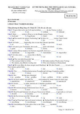 Đề thi THPT Quốc gia môn Tiếng Đức năm 2016 -