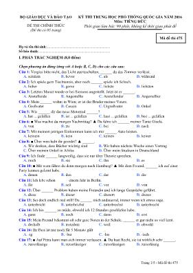 Đề thi THPT Quốc gia môn Tiếng Đức năm 2016 - Mã đề 475