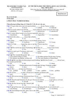 Đề thi THPT Quốc gia môn Tiếng Đức năm 2016 - Mã đề 613