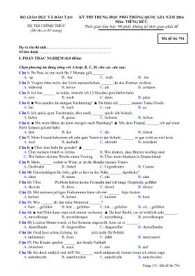 Đề thi THPT Quốc gia môn Tiếng Đức năm 2016 -