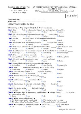 Đề thi THPT Quốc gia môn Tiếng Đức năm 2016 -