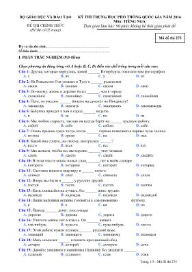 Đề thi THPT Quốc gia môn Tiếng Nga năm 2016 -