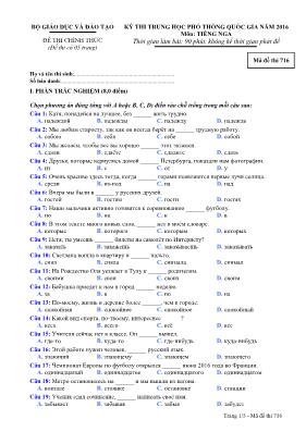 Đề thi THPT Quốc gia môn Tiếng Nga năm 2016 -