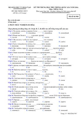 Đề thi THPT Quốc gia môn Tiếng Nga năm 2016 -