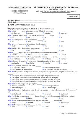 Đề thi THPT Quốc gia môn Tiếng Pháp năm 2016 