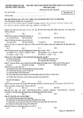 Đề thi thử chuẩn bị cho kỳ THPT Quốc gia môn 