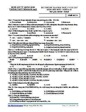 Đề thi thử Đại học đợt 3 môn Hóa học năm 2017