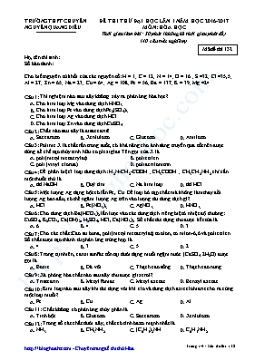 Đề thi thử Đại học lần 1 môn Hóa học - Mã đề 