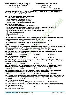 Đề thi thử Đại học môn Hóa học năm 2017 - Mã 