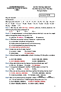 Đề thi thử Đại học môn Hóa học năm 2017 - Mã
