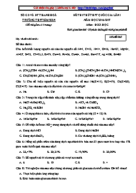 Đề thi thử lần 1 THPT Quốc gia môn Hóa học nă
