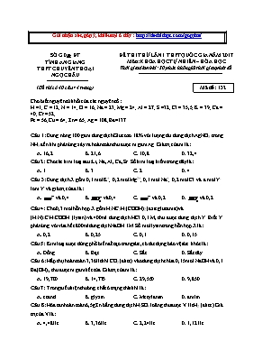 Đề thi thử lần 1 THPT Quốc gia môn Hóa học nă