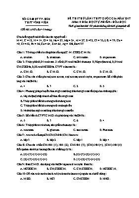 Đề thi thử lần 1 THPT Quốc gia môn Hóa học năm 2017 - Sở GD & ĐT Thành phố Hồ Chí Minh (Có đáp án)