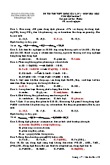 Đề thi thử lần 1 THPT Quốc gia môn Hóa học -