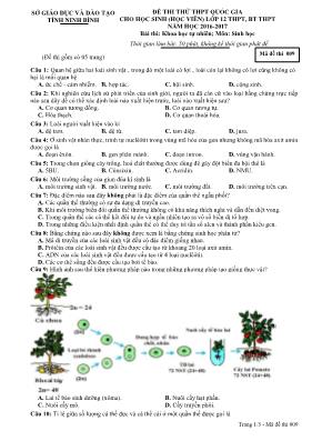 Đề thi thử THPT Quốc gia cho học sinh (học viên) môn Sinh học Lớp 12 THPT, BT THPT - Mã đề 009 - Sở GD & ĐT Ninh Bình