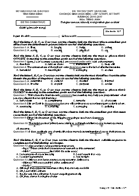 Đề thi thử THPT Quốc gia cho học sinh Lớp 12 