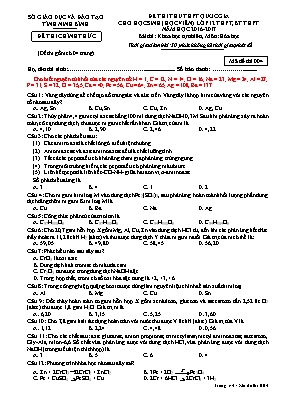 Đề thi thử THPT Quốc gia cho học sinh Lớp 12 THPT, BT THPT môn Hóa học - Mã đề 004 - Năm học 2016-2017 - Sở GD & ĐT Ninh Bình (Có đáp án)