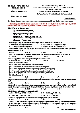 Đề thi thử THPT Quốc gia cho học sinh Lớp 12 THPT, BT THPT môn Hóa học - Mã đề 013 - Năm học 2016-2017 - Sở GD & ĐT Ninh Bình (Có đáp án)