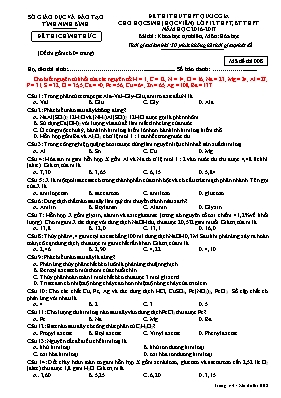 Đề thi thử THPT Quốc gia cho học sinh Lớp 12 THPT, BT THPT môn Hóa học - Mã đề 008 - Năm học 2016-2017 - Sở GD & ĐT Ninh Bình (Có đáp án)