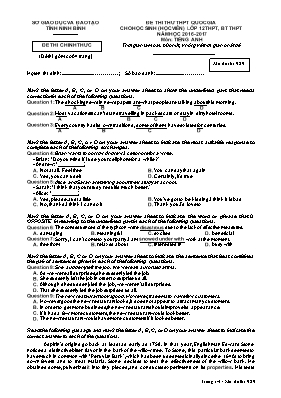 Đề thi thử THPT Quốc gia cho học sinh Lớp 12 