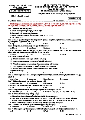 Đề thi thử THPT Quốc gia cho học sinh Lớp 12 